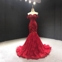 С открытыми плечами, кружевное красное торжественное платье Русалка свадебное платье 2024 - купить недорого