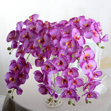 Flores artificiales de orquídeas DIY, ramo de flores de seda, mariposa Artificial, Phalaenopsis, decoración del hogar para boda, novedad 2024 - compra barato