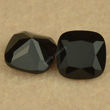 Sale 3*3~15*15mm 5A Black Color CZ Synthetic Gems Cushion Shape Loose Cubic Zirconia Stone For Jewelry 2024 - buy cheap