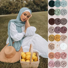Lenço hijab de chiffon com bolhas, lenço de cabeça liso da moda muçulmano para mulheres, envoltório para cabeça, para moças 2024 - compre barato