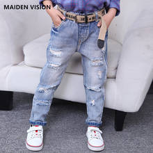 Teen Big Girl Baby Girls Hole Jeans Leisure spring Baby Cute boys Denim Pants Children's trousers Washed Kids Children's jeans 2024 - buy cheap