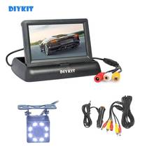 Diykit 4.3 "monitor de backup do carro display lcd invertendo câmera do carro 8 x led cor visão noturna kit câmera visão traseira segurança 2024 - compre barato