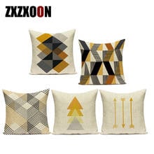 Nordic Style Yellow Geometry Pattern Printed Throw Pillow Case   Cushion Cover Creative Decoration for Sofa Car Cover 2024 - buy cheap