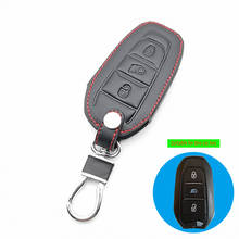 LLavero de cuero genuino con 3 botones para coche, funda protectora de transporte, accesorios de piel, para Peugeot 3008, 208, 308, 508, 408, 2008 2024 - compra barato