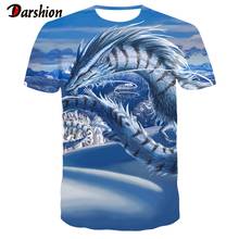 Camiseta de dragón psicodélico 3d para hombre, camisa azul de manga corta Punk, Tops informales de verano con cuello redondo 2024 - compra barato