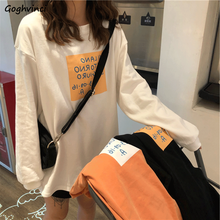 Camisetas de manga larga para mujer, ropa de calle informal de estilo coreano con cuello redondo estampada, Tops Ulzzang Hip Hop holgados Chic 2024 - compra barato