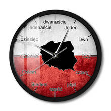 Polish Metal Frame Wall Clock Patriotic Poland Flag Map Luminous Wall Clock Smart Voice Control Watch Modern Design Home Art 2024 - buy cheap