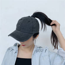 High Quality Women's Washed Cotton Ponytail Baseball Cap Women Spring Summer Casual Snapback Hat Adjustable Vintage Female Cap 2024 - buy cheap