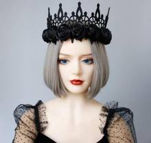 Princesa doce lolita coroa preta gótica vento rainha âncora coroa festa anual dia das bruxas king coroa estilosa feminina 2024 - compre barato