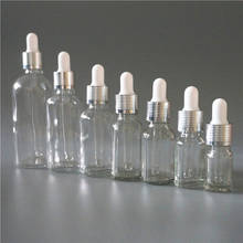5/10/15/20/30/50/100ml Clear Essential Oil Bottle Empty White Rubber Head Dropper Silver Cosmetic Thread Cap Glass Container 2024 - buy cheap