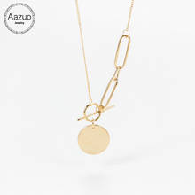 Aazuo Fashion Hot Sale Instagram Popular 18K Orignal Yellow Gold Round Card Necklace Gifted for Women  Au750 Can be engraved 2024 - buy cheap