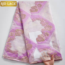 SJD-tela de encaje brocado francés, tejido bordado de Jacquard dorado, tela de encaje africano para Boda nupcial, costura, A2393 2024 - compra barato