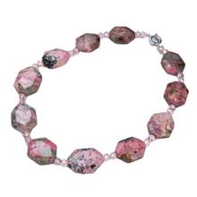 Gg jóias pedra natural 22 23 23 23x28mm rosa natural rhodochrosite rhodonite nugget rosa colar de cristal 2024 - compre barato