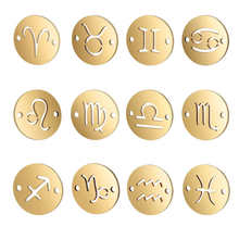 Julie Wang 12PCS/Set 12 Constellations Zodiac Connectors Golden Stainless Steel Necklace Bracelet Jewelry Making Accessory 2024 - buy cheap