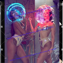 Nightclub party stage show prop rgb led light helmet headwear catwalk model performance technology costume 2024 - buy cheap