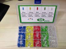 Kit de diodos LED de 5MM, conjunto surtido de colores rojo, verde, amarillo, azul y blanco, F5 MM, 5 tipos, x100pcs = 500 Uds., 5MM, paquete + caja 2024 - compra barato