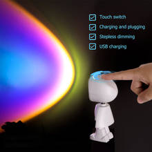 USB Rainbow Sunset Projector Lamp Atmosphere Night Light Home Coffee Shop Background Wall Decoration Touch Control Sunset Light 2024 - buy cheap