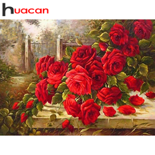 Huacan-Kit completo de pintura de diamantes 5D DIY, mosaico de peonías cuadradas/redondas, bordado de diamantes, imágenes con cuentas de flores 2024 - compra barato