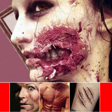 Tatuaje táctico de defensa, tatuajes de cicatrices de zombis horribles, Halloween, Horror, 3D, realmente pegatina para lesiones de sangre, maquillaje de sangre falso, 1 ud. 2024 - compra barato