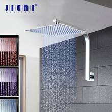 JIENI 8 Inch LED Shower Head Rainfall Tub Shower Faucet Bathtub Rain Shower Head Chrome Brass Rectangular Shower Head 2024 - buy cheap