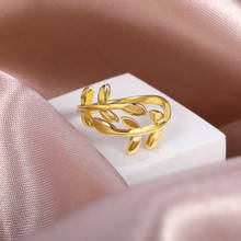 Cute Laurel Wreath Wedding Rings For Women Men Anel Feminino Minimalist Jewelry Adjustable Rose Gold Anillos Branch Leaf Ring 2024 - buy cheap