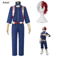 Anime My Hero Academia Todoroki Shoto Wig Todoroki Cosplay Costume Top Coat+Pants+Vest+Belt Blue Full Set Gym Uniform Men Boys 2024 - buy cheap