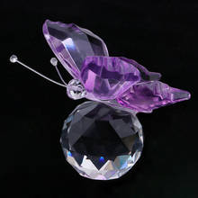 Mariposa voladora púrpura de cristal con bola, estatuilla de adorno, decoración del hogar, el mejor regalo 2024 - compra barato