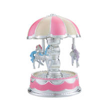 Романтическая музыкальная шкатулка в виде карусели с восьмицветным освещением, креативный подарок для украшений дома 2024 - купить недорого