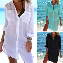 Hot Cotton Tunics for Beach Women Swimsuit Cover-ups Woman Swimwear Beach Cover up Beachwear Dress Saida de Praia 2024 - buy cheap