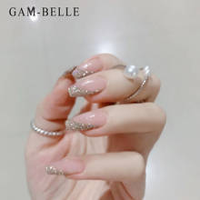 Belle-conjunto de pontas artificiais com glitter, rosa, nude, longa, bailarina, arte para unhas falsas, ferramentas para manicure, decoração 2024 - compre barato