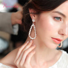 Classical Large Drop Earrings Bride Teardrop Shape Crystal Earrings Women Gilr Rhinestone Dangle Wedding Earring Jewelry RE3528 2024 - buy cheap