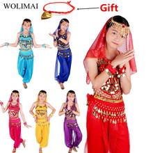 Conjunto de trajes de dança do ventre de pano de dança crianças orientais meninas dança do ventre índia roupas de dança do ventre criança crianças indiano 2024 - compre barato