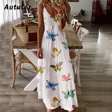 Summer Dress Women Butterfly Print Spaghetti Strap Party Dress 2020 New Boho V-neck Beach Long Maxi Dresses Plus Size 5XL#A3 2024 - buy cheap