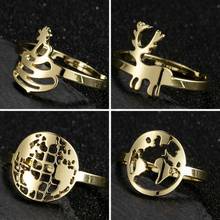 2021 Fashion Women Ring Stainless Steel World Map Jewelry Cute Rose Gold Elk Couple Wedding Ring Gifts for Men steampunk bague 2024 - buy cheap