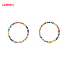 2019 gold Silver Color Delicate 24mm Circle Gorgeous Jewelry Rainbow Colorful Cz Multi Pierced Round Earrings 2024 - buy cheap