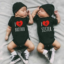 2021 New I Love My Sister Brother Black Bodysuit Soft Cotton Baby Girl Clothes Newborn Baby Romper Outfits 2024 - buy cheap