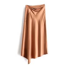 Korean England Style Office Lady Simple Solid Satin Elegant Summer Midi Skirt Women Faldas Mujer Moda Long Skirts Womens 2024 - buy cheap