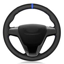 Funda de cuero Artificial negro para volante de coche, cubierta suave cosida a mano para Lada Vesta 2015-2019, Xray 2015-2019 2024 - compra barato