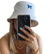 2020 moda tendência feminina senhoras verão nova borboleta bordado pescador chapéu simples viseira bonés ao ar livre sol casual chapéu 2024 - compre barato