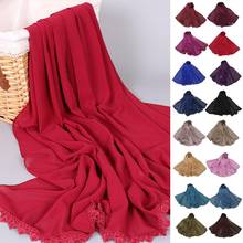 Mulheres muçulmanas lenço longo chiffon hihijab xxale envoltório pashmina árabe turbante islâmico poncho capa moda pashmina 180*75cm 2024 - compre barato