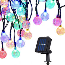 Новый 50 светодиодов 10 м с украшением в виде кристаллов на солнечных батареях (лампа Мощность светодиодные светящиеся гирлянды на солнечной энергии Сад Рождественский Декор для наружного красочный 2024 - купить недорого