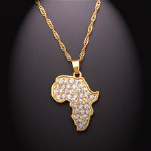 Colgante con diseño de mapa de África para mujer, Collar con diamantes de imitación, temperamento elegante, romántico, regalo de Navidad 2024 - compra barato