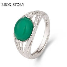 BIJOX STORY trendy ring 925 sterling silver jewelry oval shape emerald gemstone ring for women wedding anniversary promise party 2024 - buy cheap
