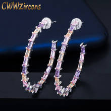 Cwwzircon 2020 Модные женские ювелирные изделия круглые серебряные кубические циркониевые большие серьги-кольца для женщин Свадебная вечеринка CZ424 2024 - купить недорого