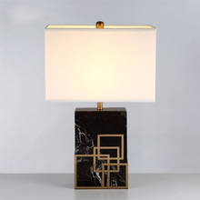 Lámpara de mesa de estilo chino, luz de mármol, pantalla de tela, decoración, E27, iluminación de hotel 2024 - compra barato