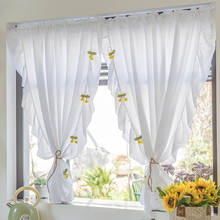 Fresh White Curtains with Lace Ruffles  for Girl's Bedroom Living Room Kitchen Curtain Drapes Door Curtains Window Voile Cortina 2024 - buy cheap