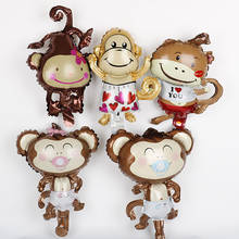 5 pc/lote dos desenhos animados animal mini macaco folha de alumínio balão floresta festa aniversário decorações crianças chuveiro do bebê balões 2024 - compre barato