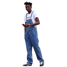 Macacão em jeans masculino, calça de tamanho grande em linha reta, azul claro, roupas de trabalho soltas, mais tamanhos 28-48, 50, imperdível 2024 - compre barato