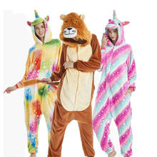 Unicorn Cosplay Kigurumi Onesie Adult Women Animal Pajamas Flannel Warm Soft Sleepwear Onepiece Man Winter Jumpsuit Pijama 2024 - buy cheap