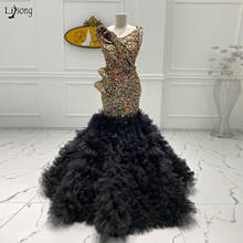 Женское вечернее платье-русалка, длинное арабское Тюлевое платье с оборками, платья для выпускного вечера со стразами 2024 - купить недорого
